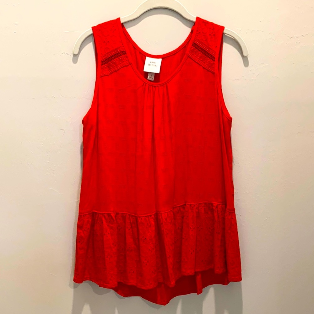 Red orange top.  Worn once